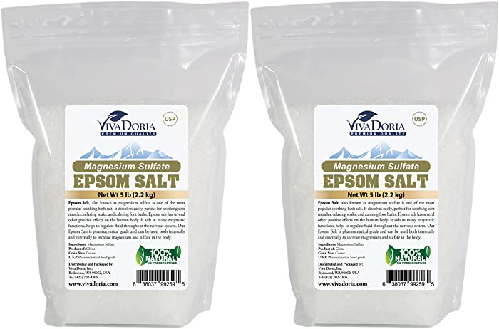 Viva Doria Epsom Salt Magnesium Sulfate Bath Salt Coarse Grain (3-4 MM) (10 lbs)