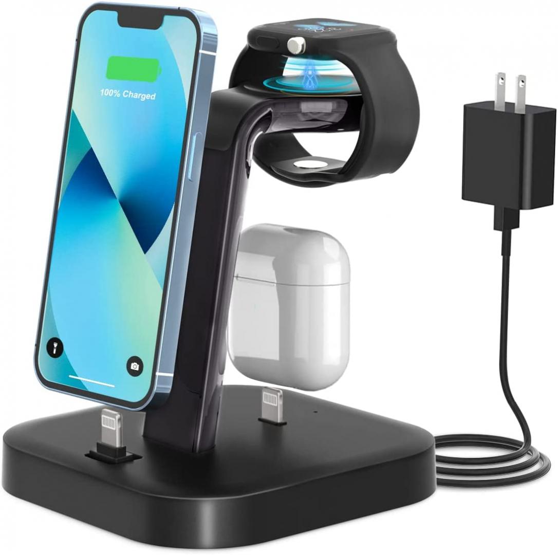 Charging Station for Multiple Devices - ADADPU 3 in 1 Fast Wireless Charger Stand for Apple Watch Series 8/7/6/5/4/3/2/1/SE,Phone Charging Dock for AirPods iPhone 14/13/12/11 Pro X Max XS XR 8 7 Plus