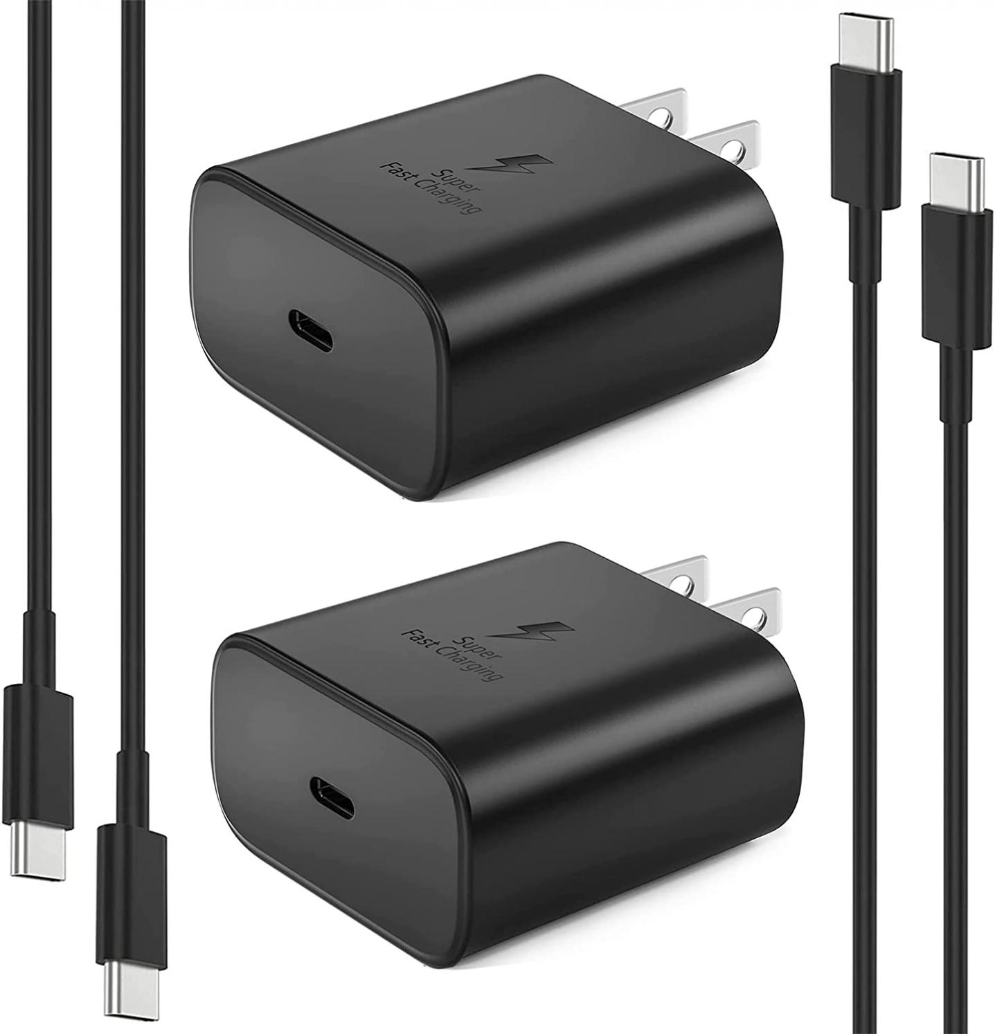 45W USB-C Charger, 2-Pack Samsung Super Fast Type C Charger Wall Charger for Samsung Galaxy S22/S22 Ultra/S22+/Note 10/Note 20/S20/S21/S10/S9/S8, Galaxy Tab S7/S7+/S8+/S8 with 40in Type C Cord, Black