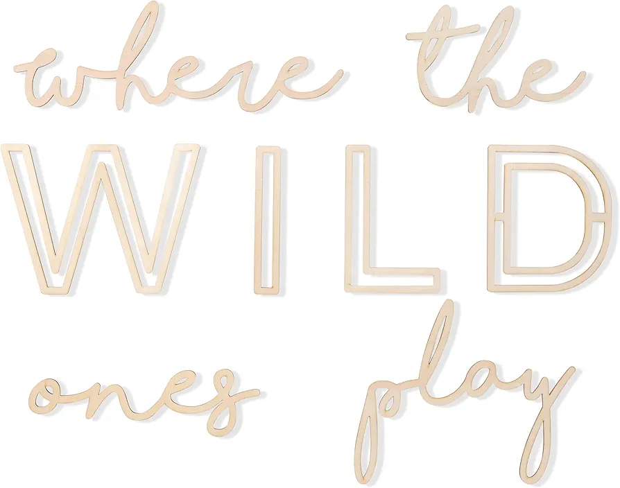 Wooden Where The Wild Ones Play - Plywood Words Sign for Wall Art, Photo Prop Where The Wild Ones Play, Nursery Wall Art, Wooden Word Text Art (Big Where The Wild Ones Play)