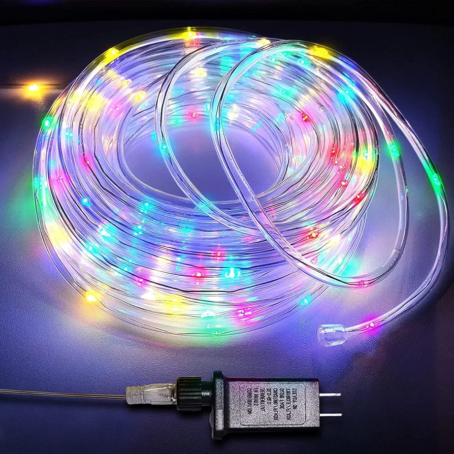 Colorful Rope Lights, 66Ft 200 LED Waterproof Rope Lights, Rope Light Outdoor Indoor, Rope Lighting with Plug for Bedroom Living Room Wedding Garden Holiday Lights Decoration(Multicolor)