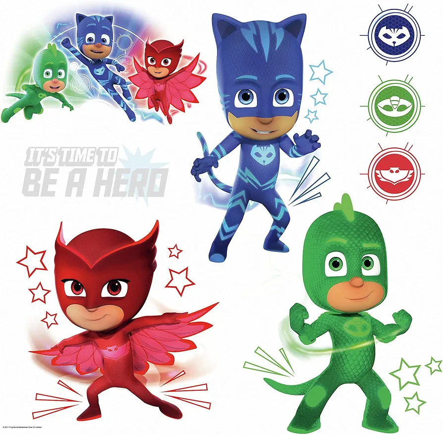 RoomMates PJ Masks Peel and Stick Wall Decals, Multicolor, RMK3595SCS