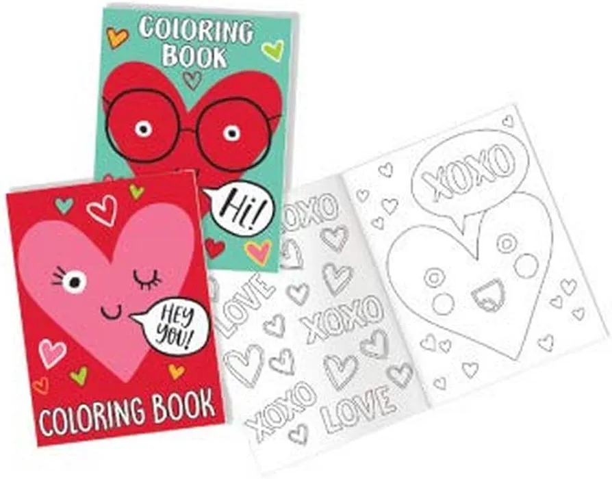 Heart Face Coloring Book Favors - 5" x 3.875" (Pack of 12) | Valentine's Day Keepsakes, Perfect for Parties, Gifts, and Classroom Celebrations