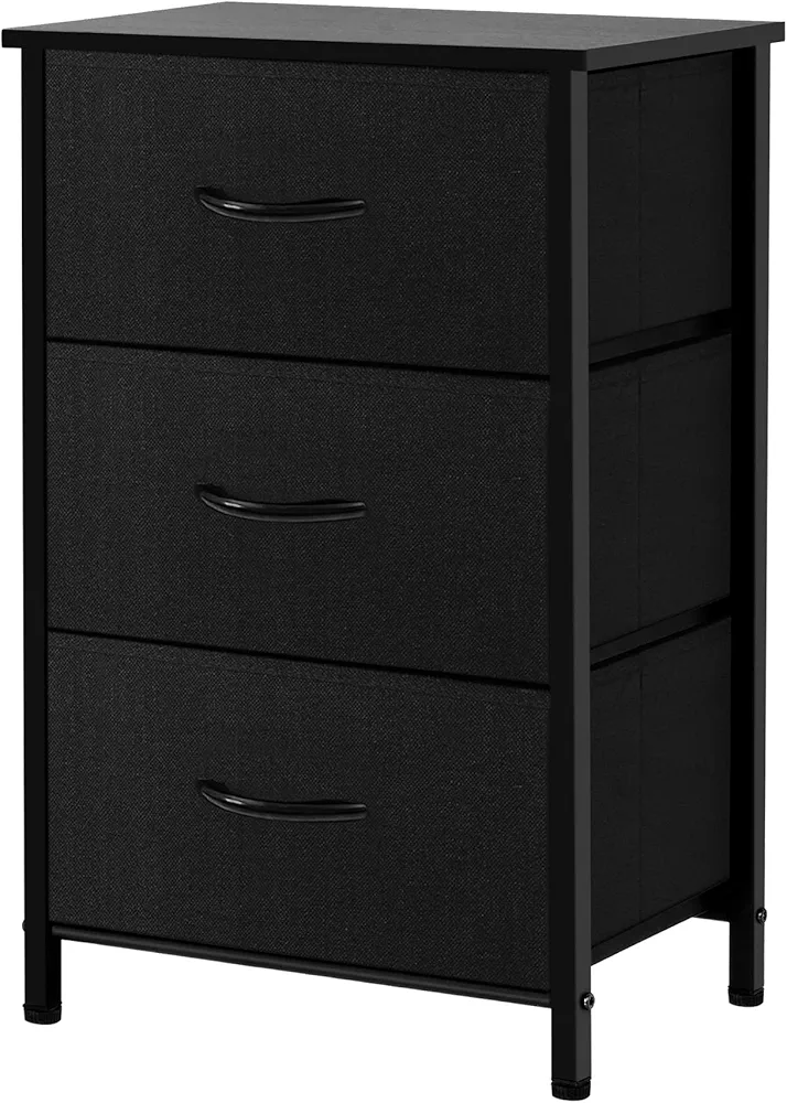 AZL1 Life Concept Storage Dresser Furniture Unit-Small Standing Organizer for Bedroom, Office, Living Room, and Closet-3 Drawer Removable Fabric Bins, Black