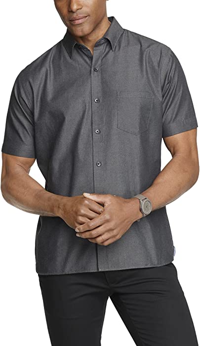 Van Heusen Men's Classic Fit Never Tuck Short Sleeve Solid Button Down Shirt