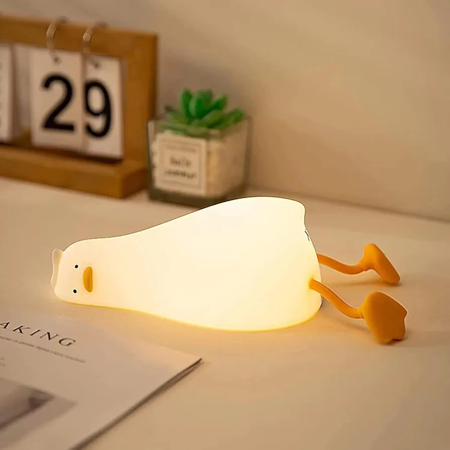 Cute Duck Lamp,Fun Lying Flat Duck/Chicken/Pig/Rabbit/Panda Night Light,LED Squishy Animal Novelty Lamp,Toddler Baby Night Light Christmas gifts for Kids,Nursery Touch Kawaii Lamp Room/House Décor