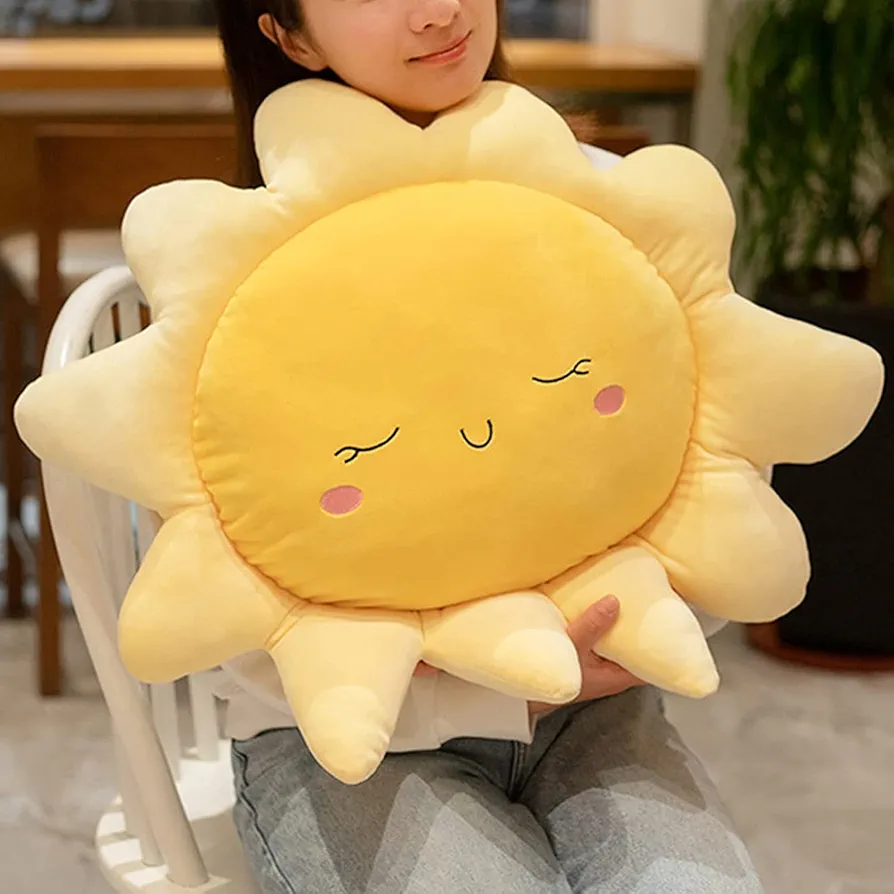 JOSON Sun Shaped Pillow Cute Sun seat Cushion Chair Cushion, Soft Plush Toy Pillow, Used for Home Decoration Children's and Girls' Birthday Gifts (23.7 inch Yellow)