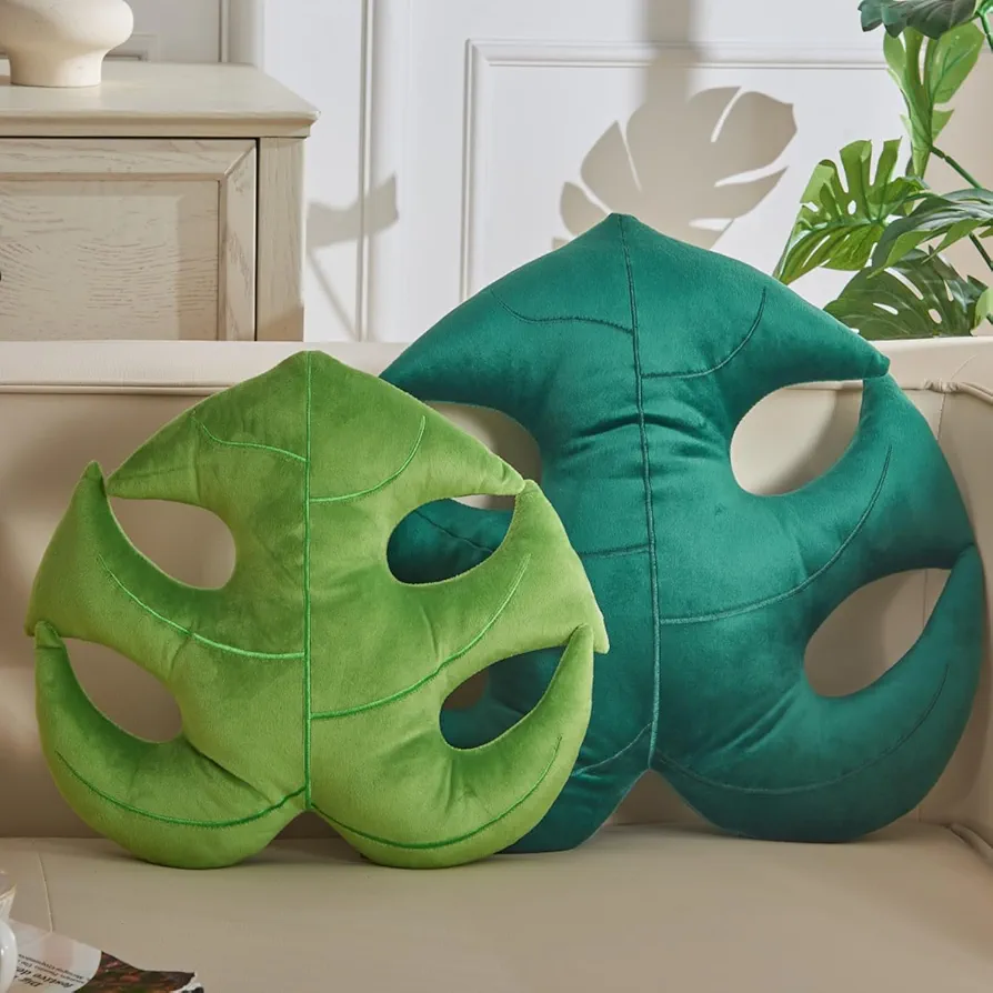 2 Pcs Leaf Pillow, 3D Leaf Shaped Plant Pillow, Leaves Decorative Throw Pillows,Modern Outdoor Pillow for Plant Lovers Aesthetic， Home, Sofa, Western Couch, Living Room Bedroom