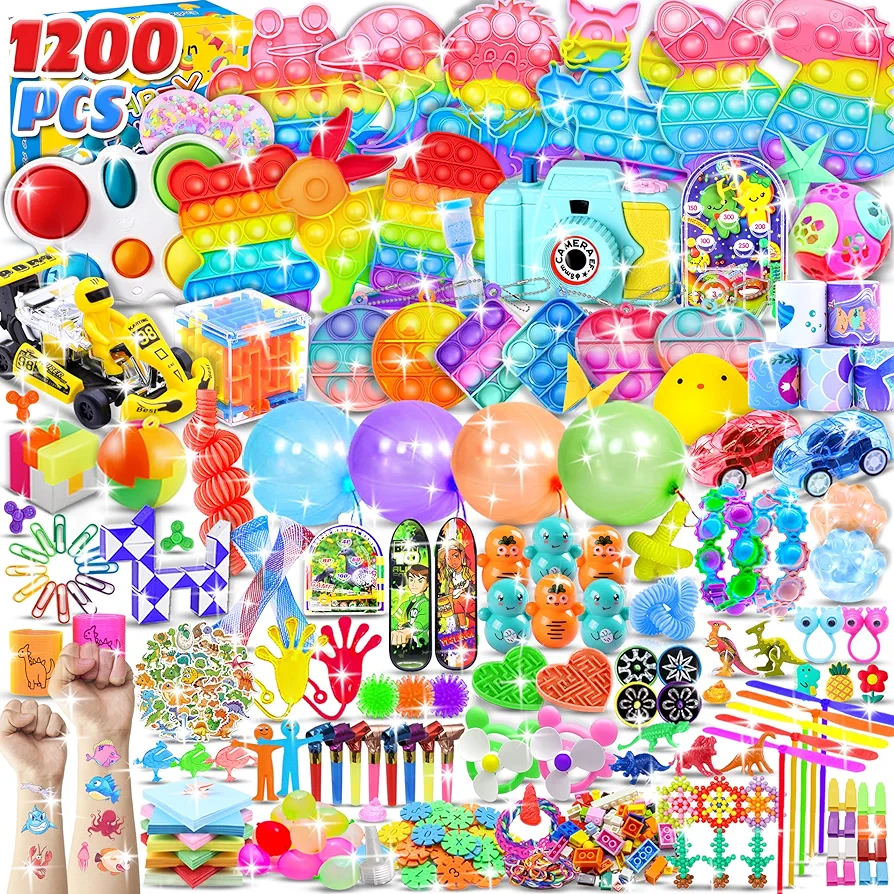 1200pcs Party Favors for Kids, Fidget Toys Pack,Bulk Toys Goodie Bag Stuffers,Prize for Kids Treasure Box Toys for Classroom Rewards ,Birthday Party Gift, Carnival Prize, Pinata Pinata Filler