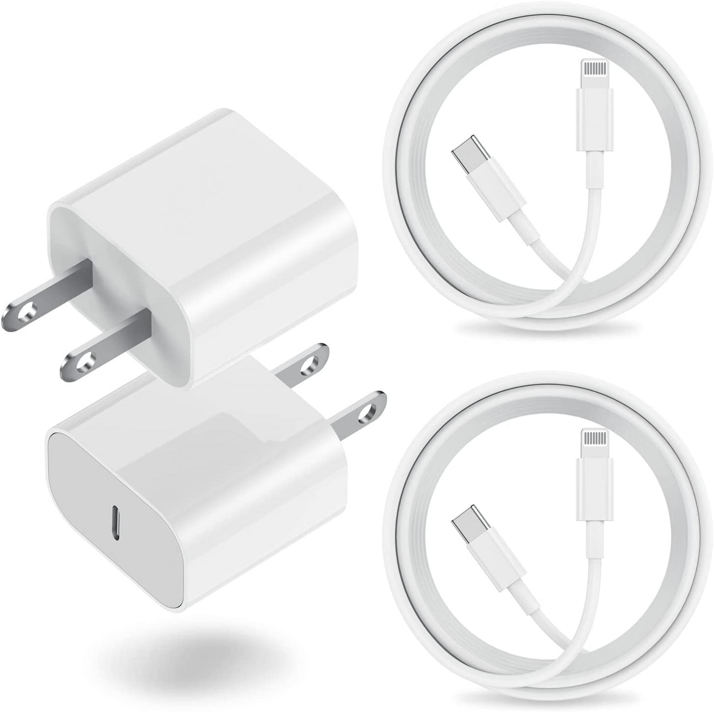 iPhone 13 12 Fast Charger [Apple MFi Certified] USB C PD Power Adapter Quick Wall Charging Block with 2Pack 6Ft Type-C to Lightning Cable Compatible with iPhone 11 Pro Max Mini XS XR X 8 iPad