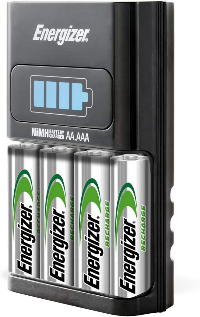 Energizer 1 Hour Battery Charger for AA Batteries and AAA Batteries with 4 Rechargeable AA Batteries