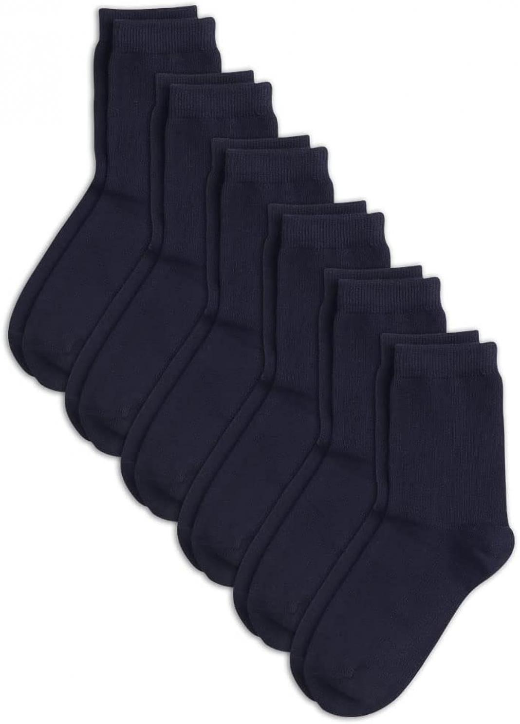 COTTON DAY Unisex Little Kids Youth Boys Girls Soft Cotton Crew Dress Socks Seamless Toe Black White Navy 6 Pack