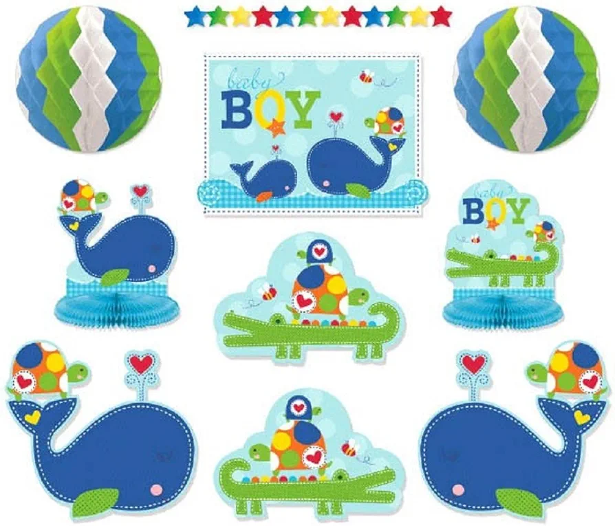 Ahoy Baby Room Decorating Kit Blue Boy Shower Birthday Supplies