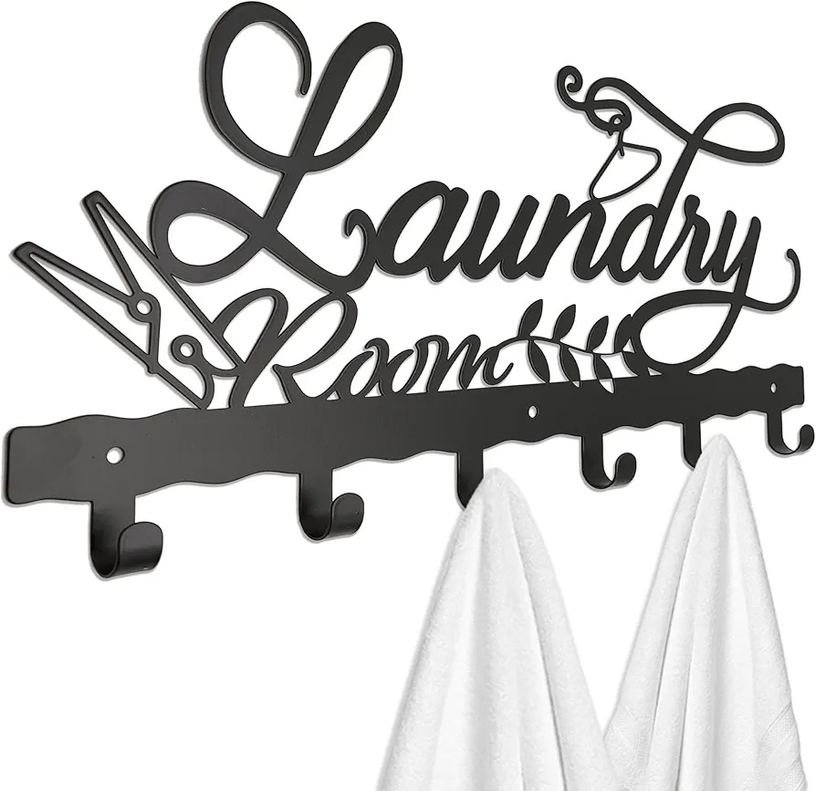 Laundry Room Decor Farmhouse Black Metal Wall Art and Accessories for Laundry Room Ideal Over The Door Hooks Decoration Laundry Hooks Laundry Room Art Laundry Decor and Accessories