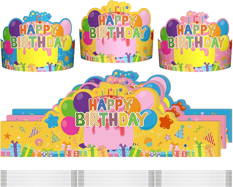 Birthday Crowns - Pack of 36 | Birthday Crowns for Kids | Birthday Hats for Kids Classroom | Happy Birthday Crowns for Classroom | Birthday Crowns for Kids Classroom