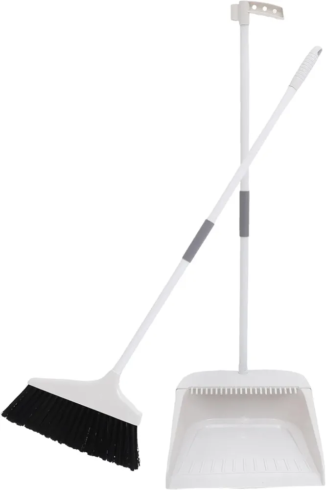 Ipetboom 1 Set Broom Garbage Shovel Cleaning Dustpan Plastic Scraper Room Cleaning Shovel Standing Dustpan Household Dustpans Floor Cleaning Tool White Bucket Office Nonstick Metal