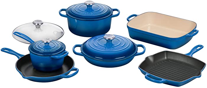 Le Creuset Signature Enameled Cast-Iron Cookware Set, 10-Piece, Marseille