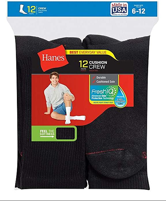 Hanes Men's Crew Socks, 12-Pack