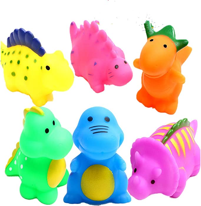 Bathtub Toys Dinosaur Baby Bath Toys Christmas Kids Fun Squirt Toys Floating Bathroom Toys Assorted Colors (6)