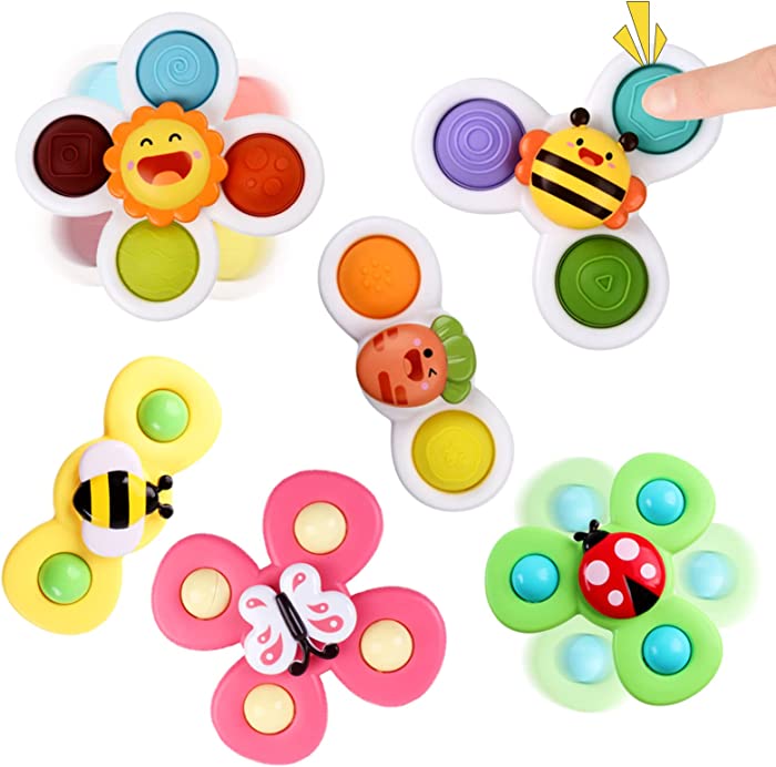 Sensory Bath Toys for Toddlers 1-3, Infant Baby Toys 12-18 Months Suction Cup Spinner Toys for 1 2 Year Old Boys Girls Fidget Toys Christmas Birthday Gifts for 1 2 Baby Boy Girl Toddler Toys Age 1-6