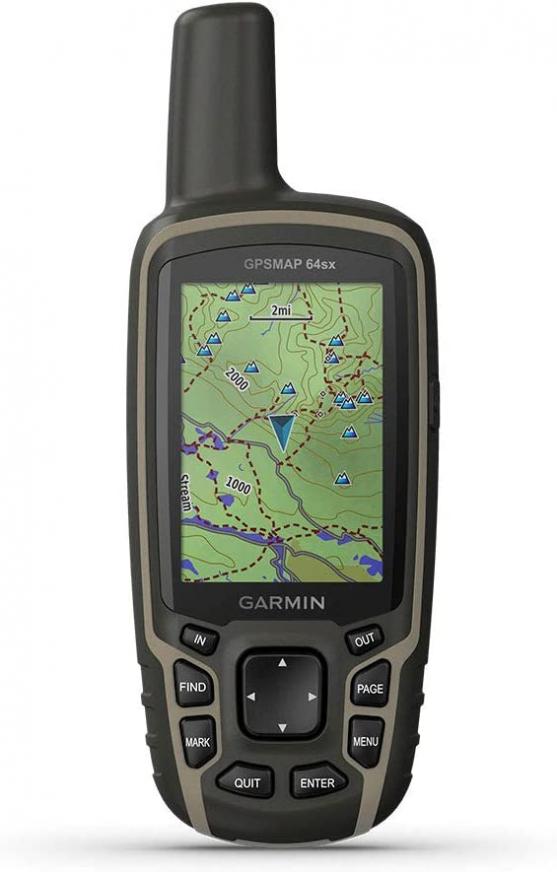 Garmin GPSMAP 64sx, Handheld GPS with Altimeter and Compass, Preloaded With TopoActive Maps, Black/Tan