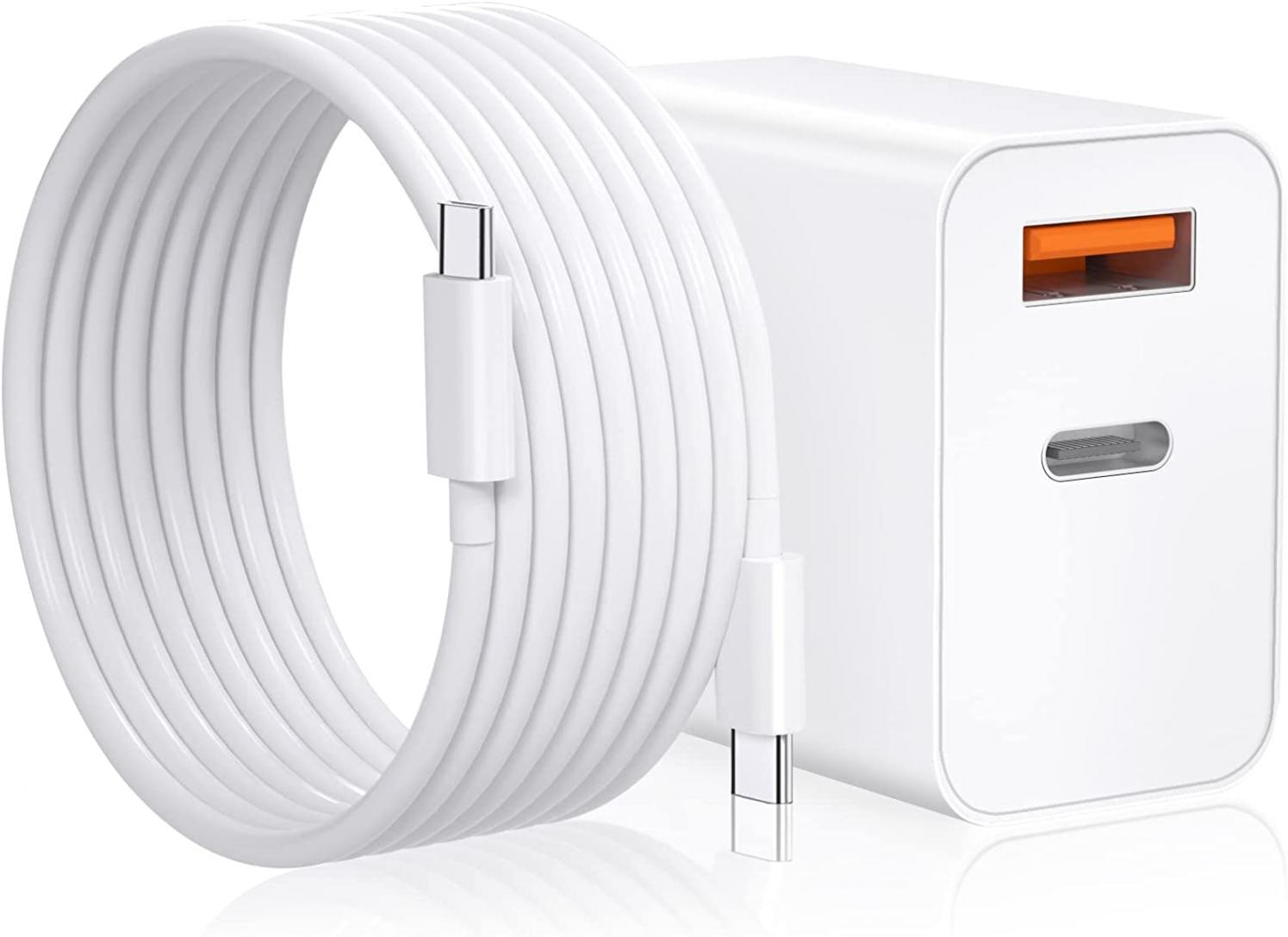 30W iPad Charger Fast Charging for iPad Pro 12.9/11 inch, iPad Air 4th/5th, Mini 6, MacBook Air 13/12 inch, USB C Wall Charger 6.6ft USB C to C Cord, Compatible with iPhone AirPods Google LG Tablet