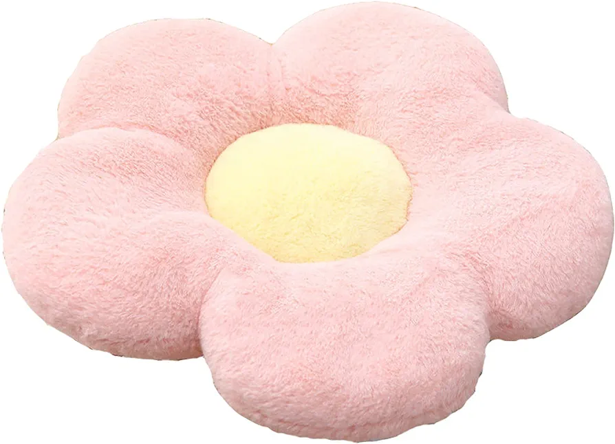 Cute Flower Cushion Plush Floor Pillow Casual Comfortable Pillow Office Living Room Bed Decoration Cushion Simple Room Decoration (40cm, Pink)