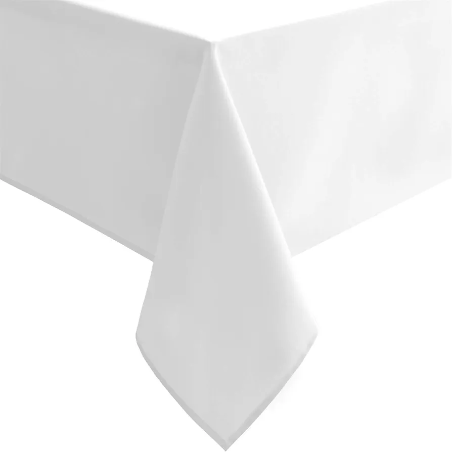 Hiasan White Square Tablecloth - Waterproof and Spillproof Restaurant Washable Polyester Table Cloth for Dining Room, 54 x 54 Inch