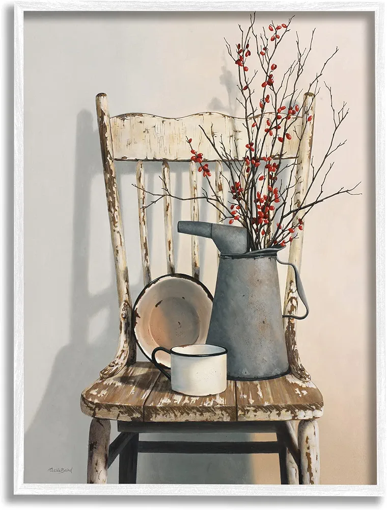 Stupell Industries Vintage Rustic Things Neutral Painting Framed Giclee Art Design by Cecile Baird