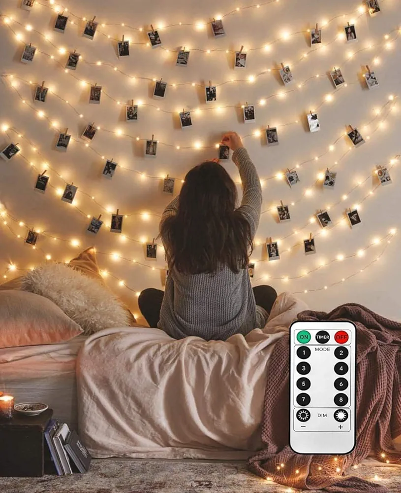 LECLSTAR 50 LED Photo Clips String Lights, 17ft with Remote - 8 Modes Fairy Lights to Clip on Pictures, Photos, Cards