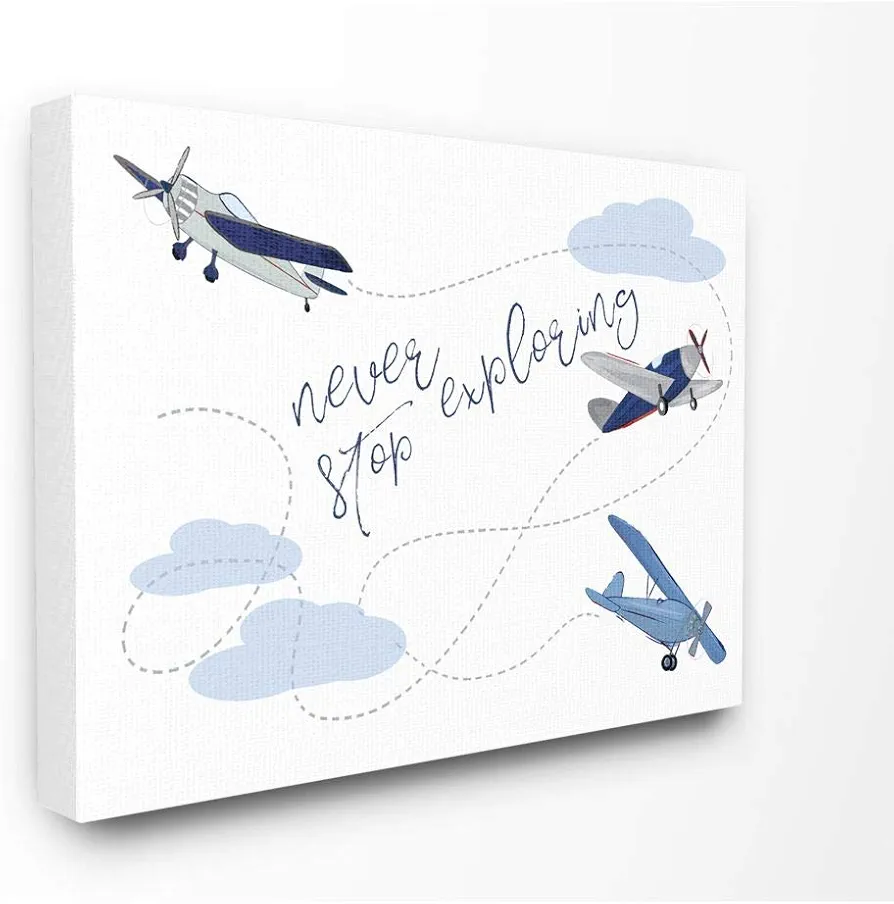 Stupell Industries Never Stop Exploring Airplanes Stretched Canvas Wall Art, 24 x 30, Multi-Color