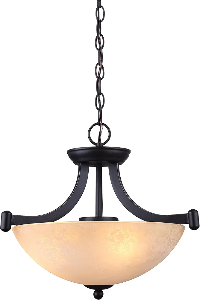 Canarm ICH375A03RA14 3 Light Warren Dual Large Pendant Light Fixture, Bronze