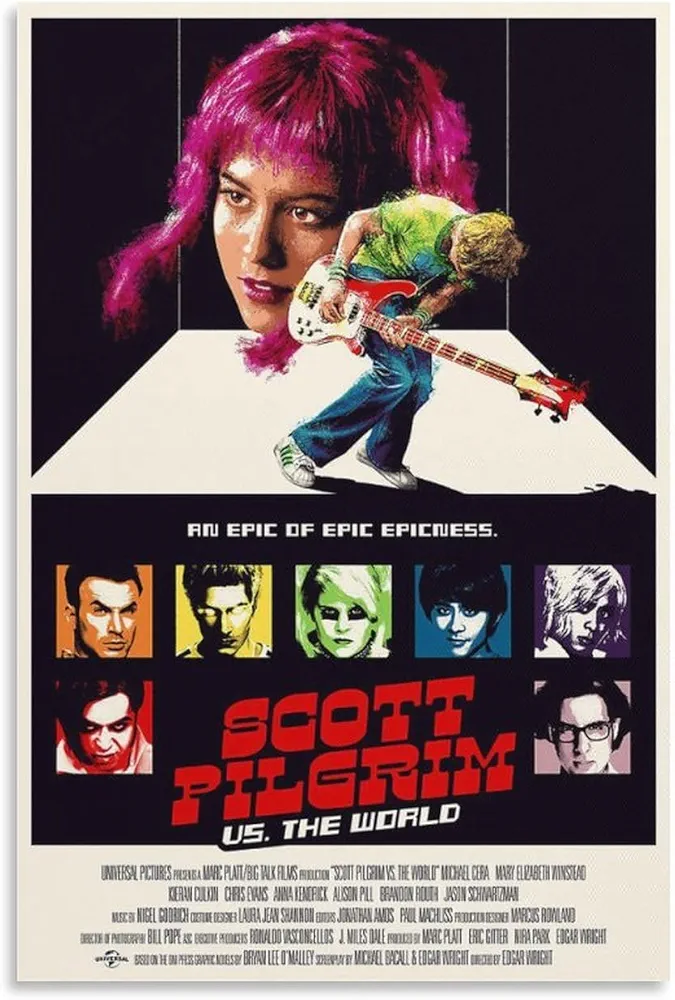 Movie Poster Scott Pilgrim Vs. The World Poster Wall Art Paintings Canvas Wall Decor Home Decor Living Room Decor Aesthetic Prints 16x24inch(40x60cm) Unframe-style