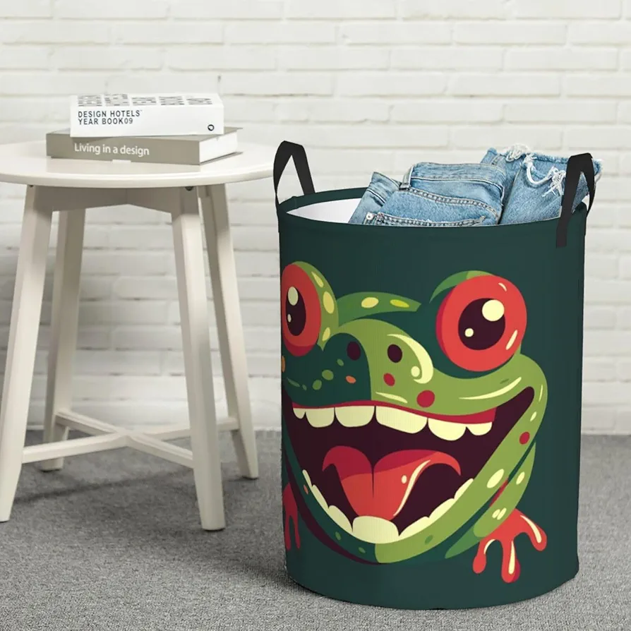 Large Laundry Basket Frog with Mouth Open Laundry Hamper Collapsible Laundry Baskets Freestanding Waterproof Laundry Bag for Bedroom Bathroom Laundry Room