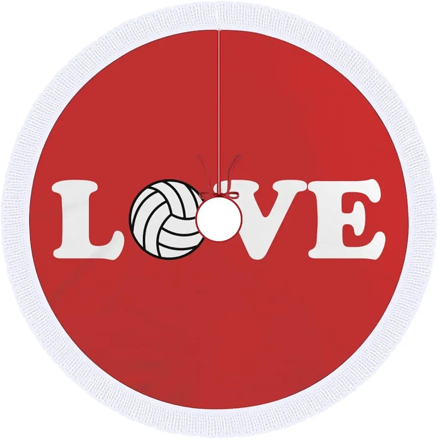 Love Volleyball Christmas Tree Skirt Mat Party Decorations Indoor Outdoor Living Room Home Decor 30"x30"