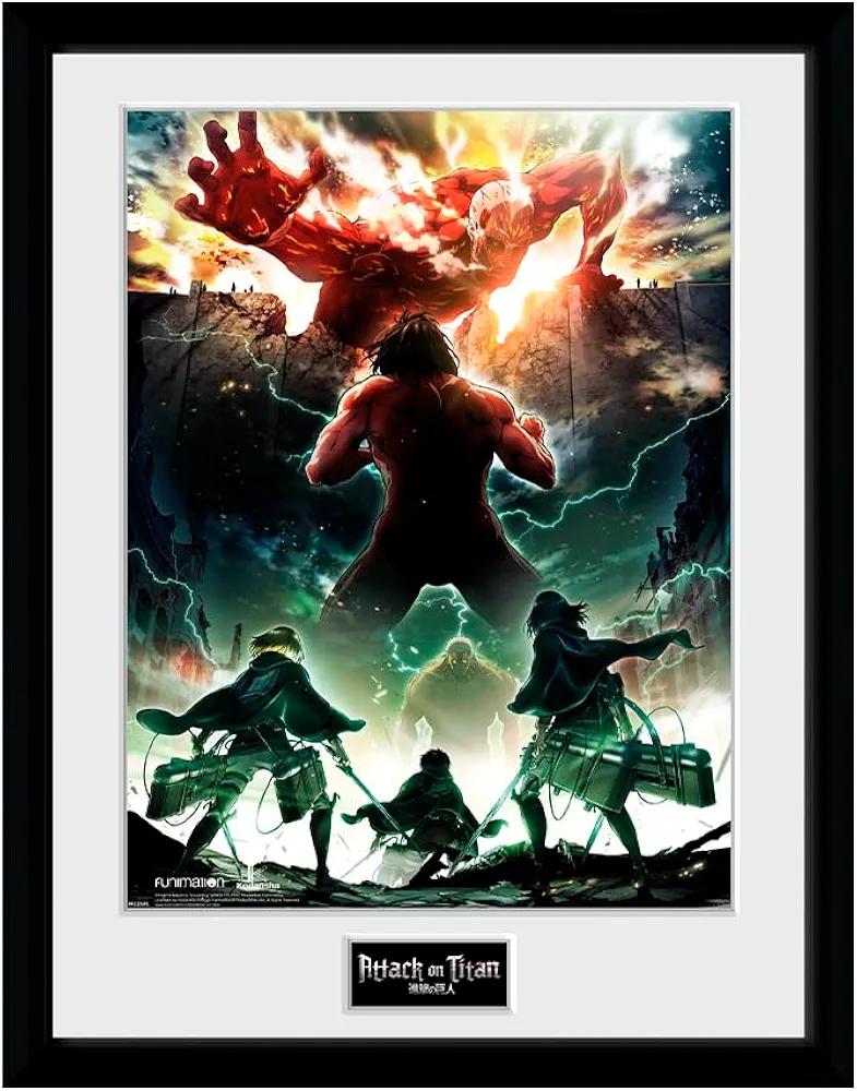 Limited ABYstyle Attack on Titan Key Art Collector Framed Poster Print 12" x 16" Anime Manga Wall Art Prints for Bedroom Office Home Room Decor Gift