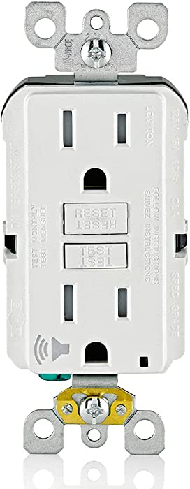 Leviton GFTA2-W SmartlockPro Self-Test Slim GFCI with Audible Trip Alert, Wallplate Included, 20 Amp, White