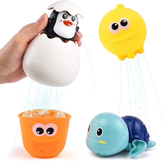 Bath Toys for Toddlers 1-3 Year Old - Pop-up Hatch Egg,Wind Up Swim Turtle,Lemon Cup with Interactive Bath Toys for Baby Bathtub Water Toys -Toy for 1 2 3 4 5 6Years Old Boy Girls for Gifts