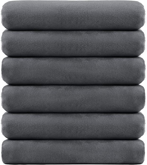 Microfiber Bath Towels Set,100% Microfiber -Highly Absorbent and Soft Feel, Multipurpose for Bathroom,Pool, Fitness, Spa, Yoga,Sports- 6 Pack-27" x 55" Grey