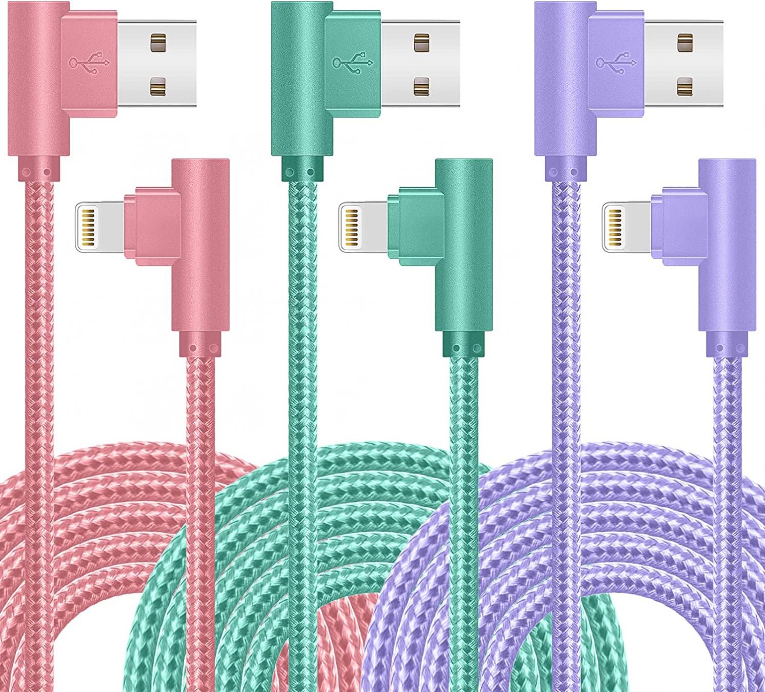 iPhone Charger, [Apple MFi Certified] APFEN 3Pack 6FT Lightning Cable, 90 Degree Fast iPhone Charging Cables Cord Compatible for iPhone 14/13 mini/13/12/11 Pro MAX/XR/XS/8/7/Plus/6S/SE/iPad