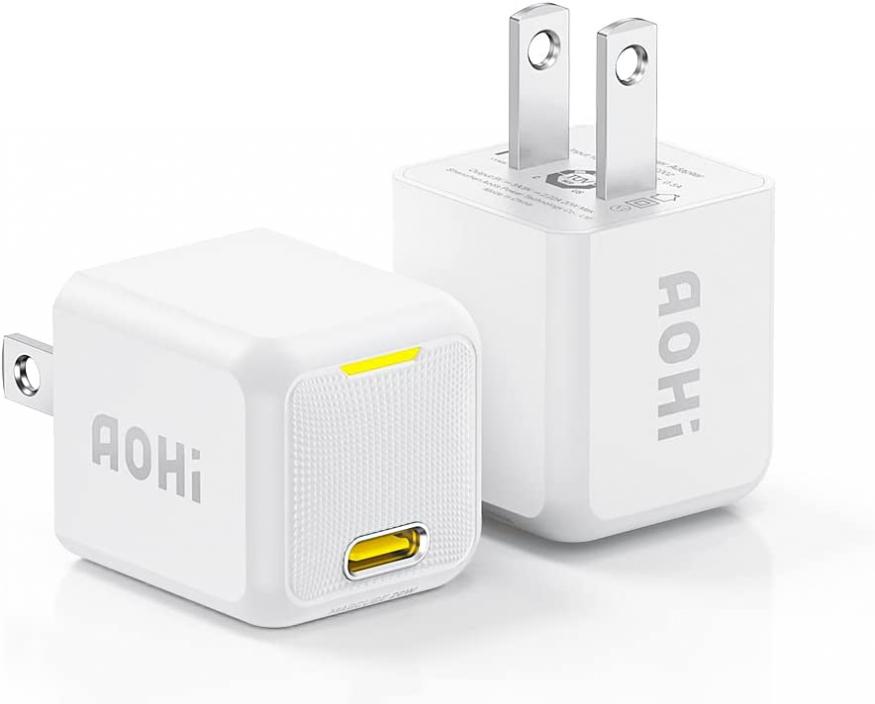 USB C Charger 20W, AOHI 2Pack USB-C Power Adapter 20W Mini PD Fast Wall Charger for iPhone 14/14 Plus/14 Pro/14 Pro Max/13/12/11, iPad Pro/Mini, Google Pixel 4/3, Samsung Galaxy S20 S10 and More