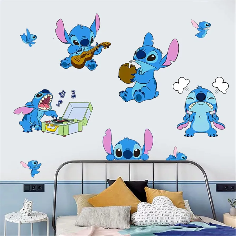 Lilo and Stitch Wall Stickers Disney Cartoon Wall Decals DIY Peel and Stick Vinyl Wall Decor for Kid Girls Boys Bedroom Living Room House Fun (Size: 17.8×23.7 inch)