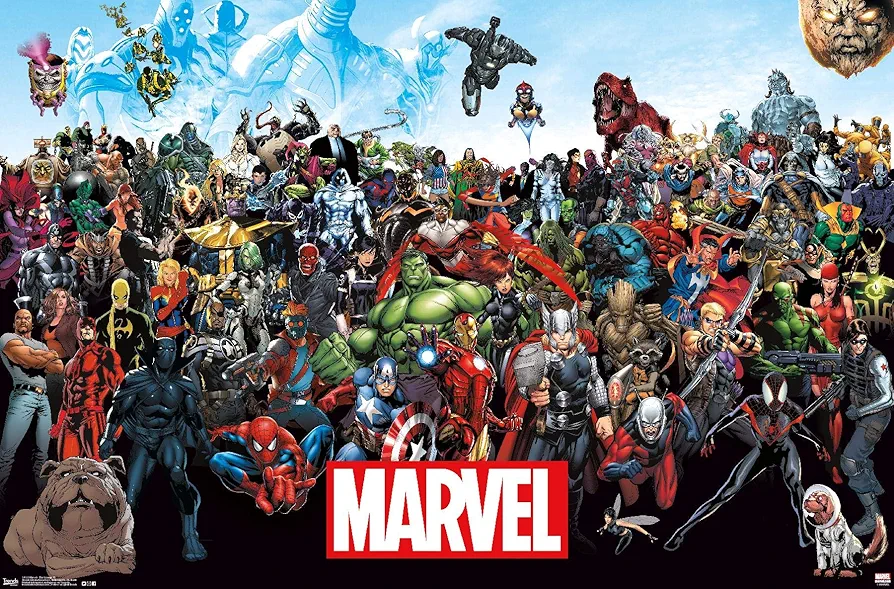 Trends International Marvel Comics The Lineup Wall Poster 22.375" x 34" for Playroom