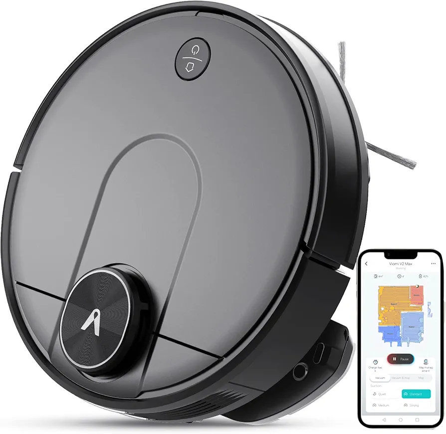 VIOMI V2 Max Robot Vacuum and Mop, 2400Pa Lidar Navigation Vacuum Cleaner, Multi-Floor Mapping Mop Vacuum Combo, Selective Room Cleaning, Alexa Voice Control,Mopping Robot for Floor Cleaning Pet Hair