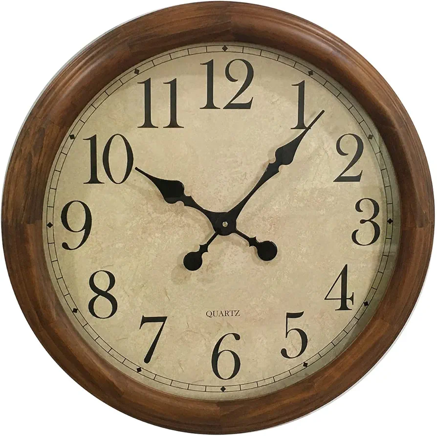 24-Inch Wood Silent Non-Ticking Battery Operated Decorative Wall Clock for Living Room Decor Large Decorative Clock Oversized (Pine)