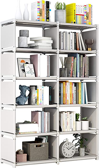 Cube Storage, 5 Tier 10 Cubes Organizer Shelves, Bookcase Shelve for Living Room, Study Room, Bedroom and Office (Gray)