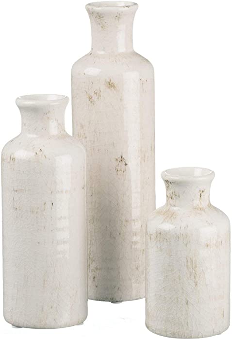 Sullivans Ceramic Vase Set- 3 Small Vases, Modern Farmhouse Home Décor Accents; Living Room Décor, Boho Vases for Room Décor, Entryway, Bookshelf, Mantel, Centerpieces, Shelf Décor- Off-White (CM2333)