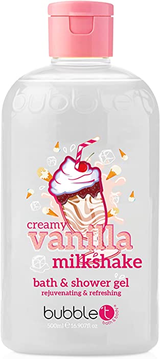 Bubble T Cosmetics Milkshake Vanilla Bath & Shower Gel, Packed with Silky & Smooth Fragrances to Leave Your Body Feeling Relaxed - 1 x 500ml