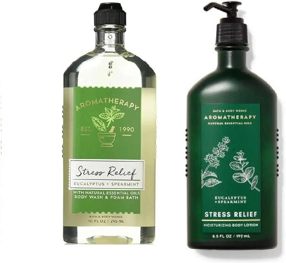 Bath and Body Works Eucalyptus Spearmint Stress Relief Lotion and Wash 2 Piece Set