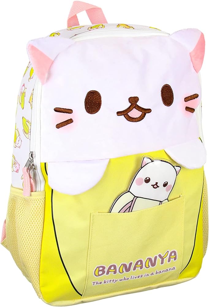 Crunchyroll Bananya Plush 3-D Cat Anime Cartoon 16" Backpack